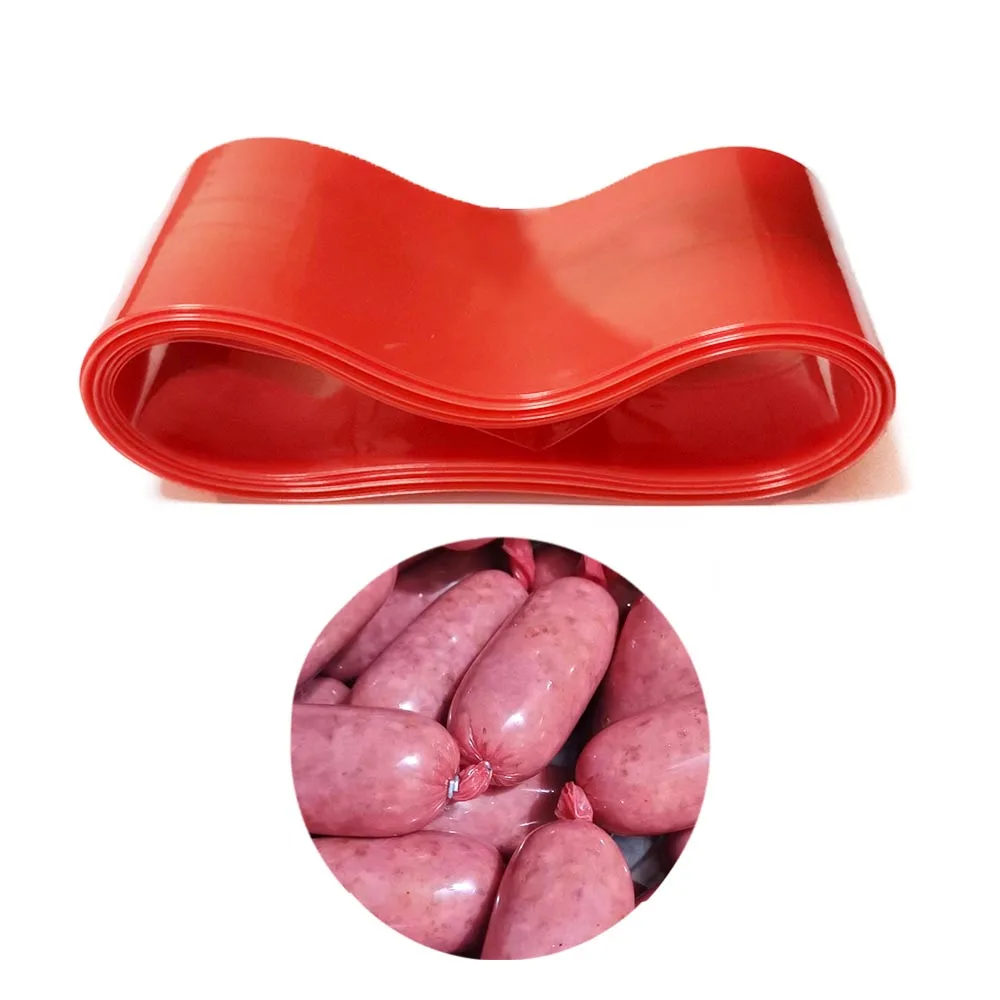1-100 Meters Width 50mm Transparent Red Sausage Shell Plastic Sausage Casing Meat Packing Tools Kitchen Tools Meat Filling Tools