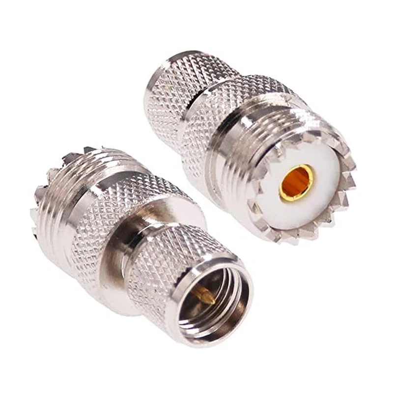 محول أنثى إلى F أنثى إلى UHF ، قابس تلفزيون ذكر ، موصل نحاسي محوري SO239 RF ، محول كبل متحد المحور ، 1 روض