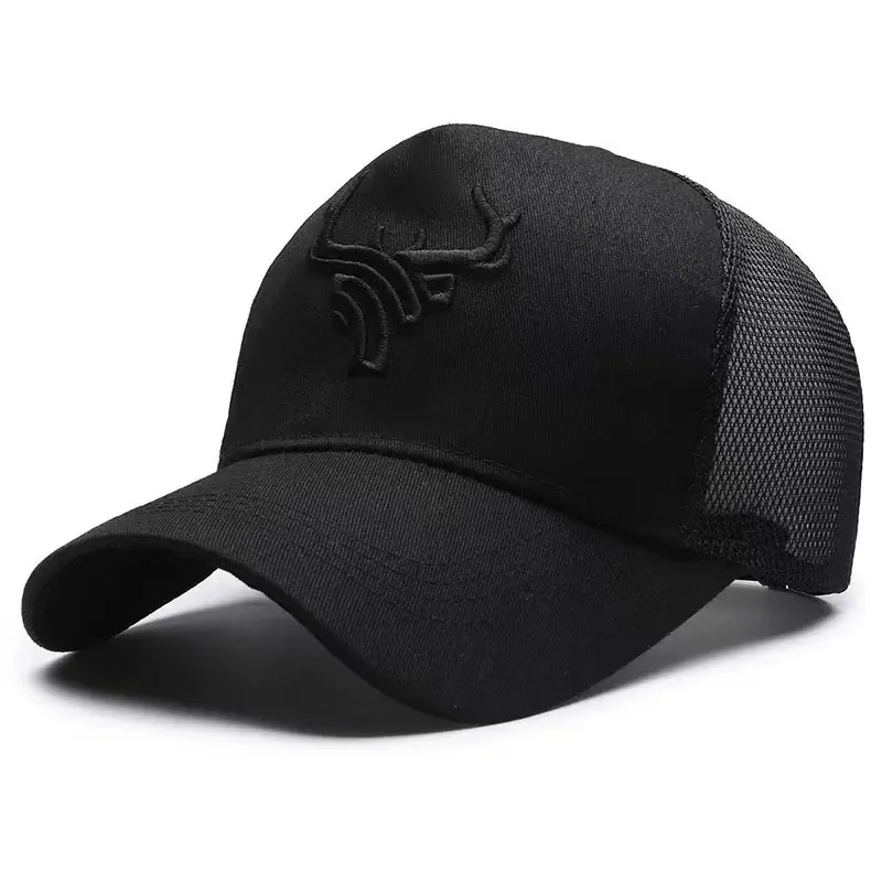Unisex Cow Horn Baseball Cap Snapback Dad Hat Cotton Trucker Cap Sun Outdoor Sports Golf Running Fishing Casual Peaked Hat