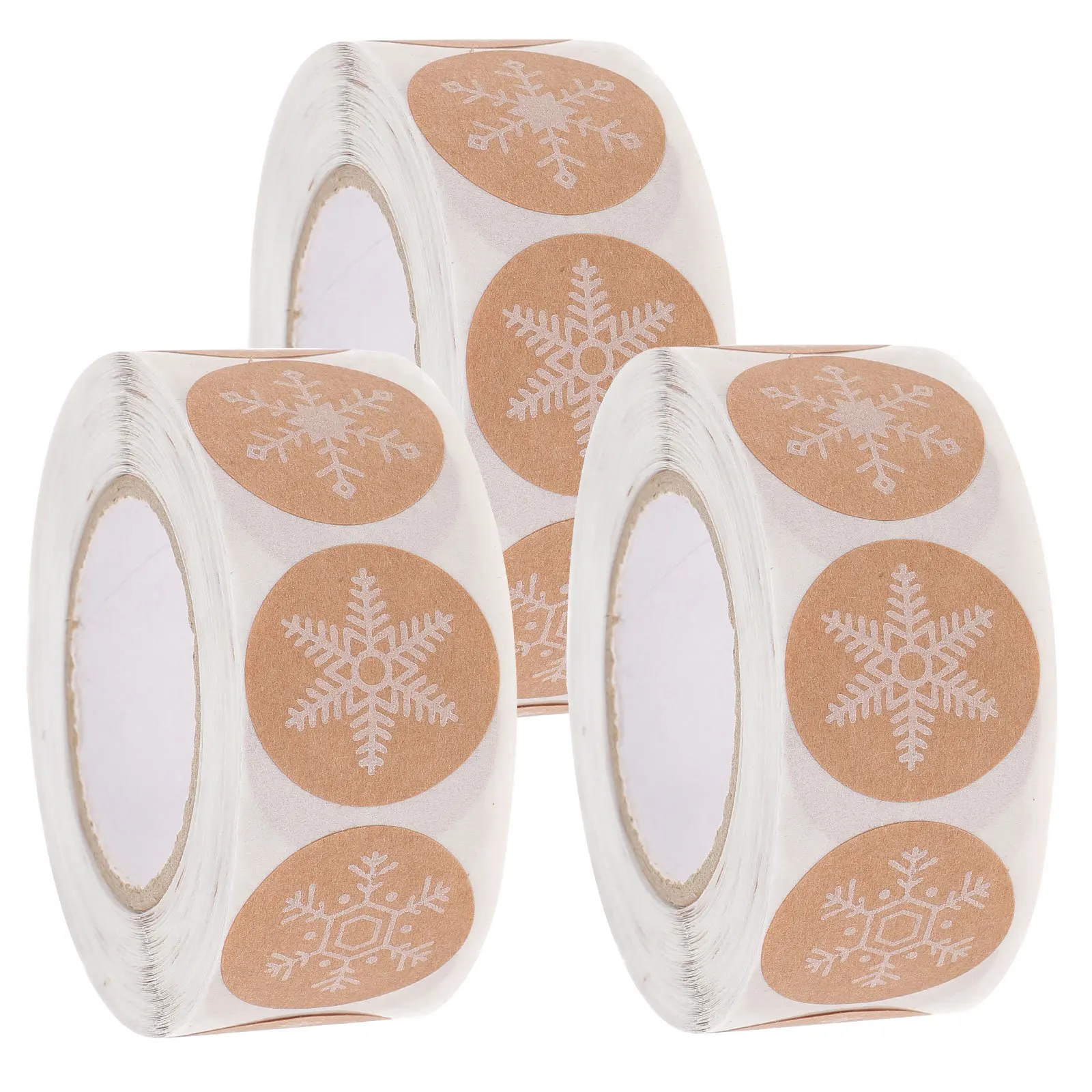

3 Rolls Multifunctional Snowflake Stickers Xmas Gift Sealing Labels for Boxes Bags Envelopes Decorative Adhesive Decals Holiday