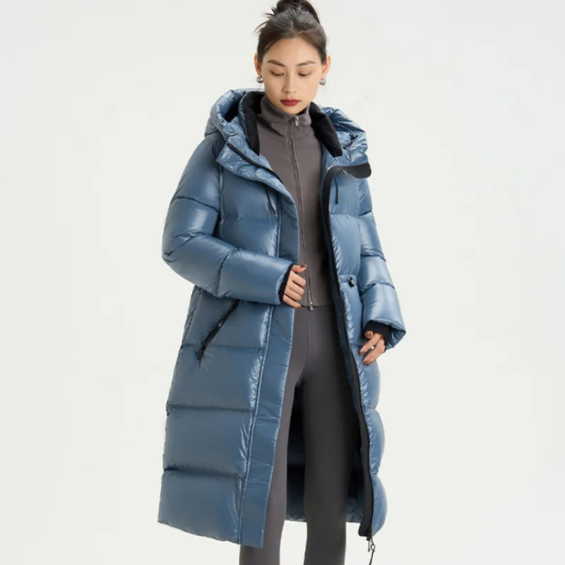 Chaqueta holgada con capucha y cordón para mujer, longitud media, ropa de abrigo de moda coreana, abrigos de invierno, nuevo, 2024