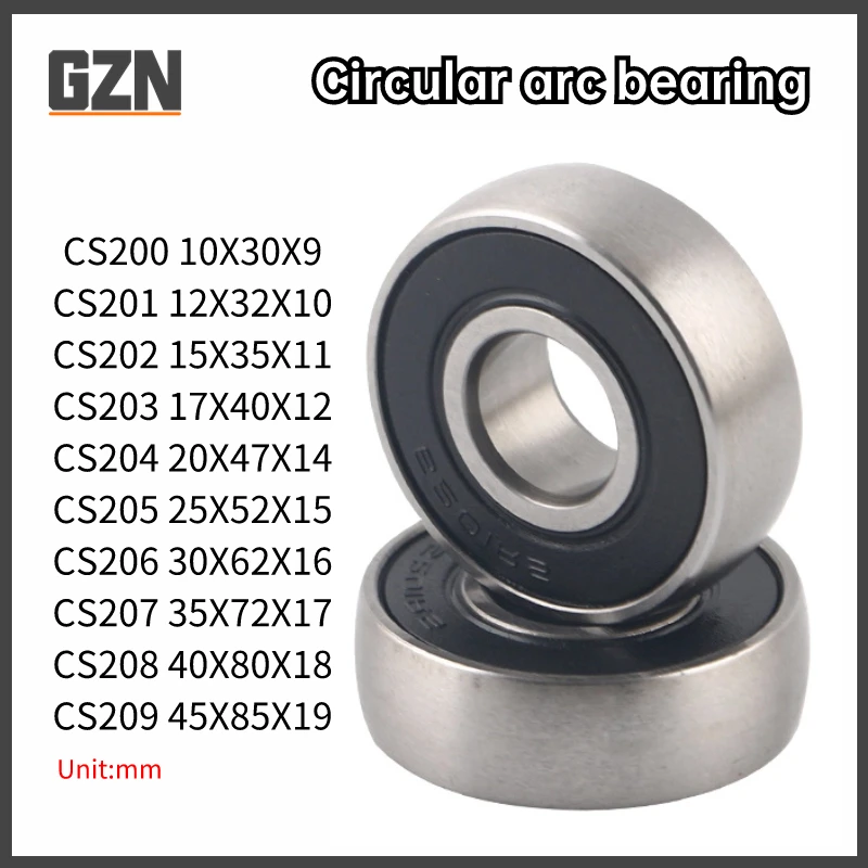 1PCS CS200 201 202 203 LLU External Circular Arc Spherical Ball Bearing Double Sided Rubber Cover