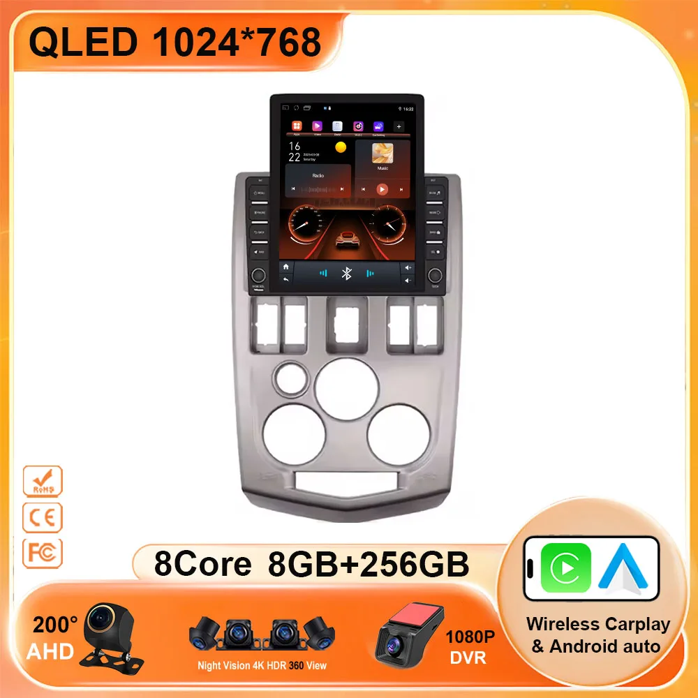 9.7 android 15 rádio do carro para renault logan 1 2004 - 2007 android auto carplay navegação gps reprodutor multimídia 4g bt câmera