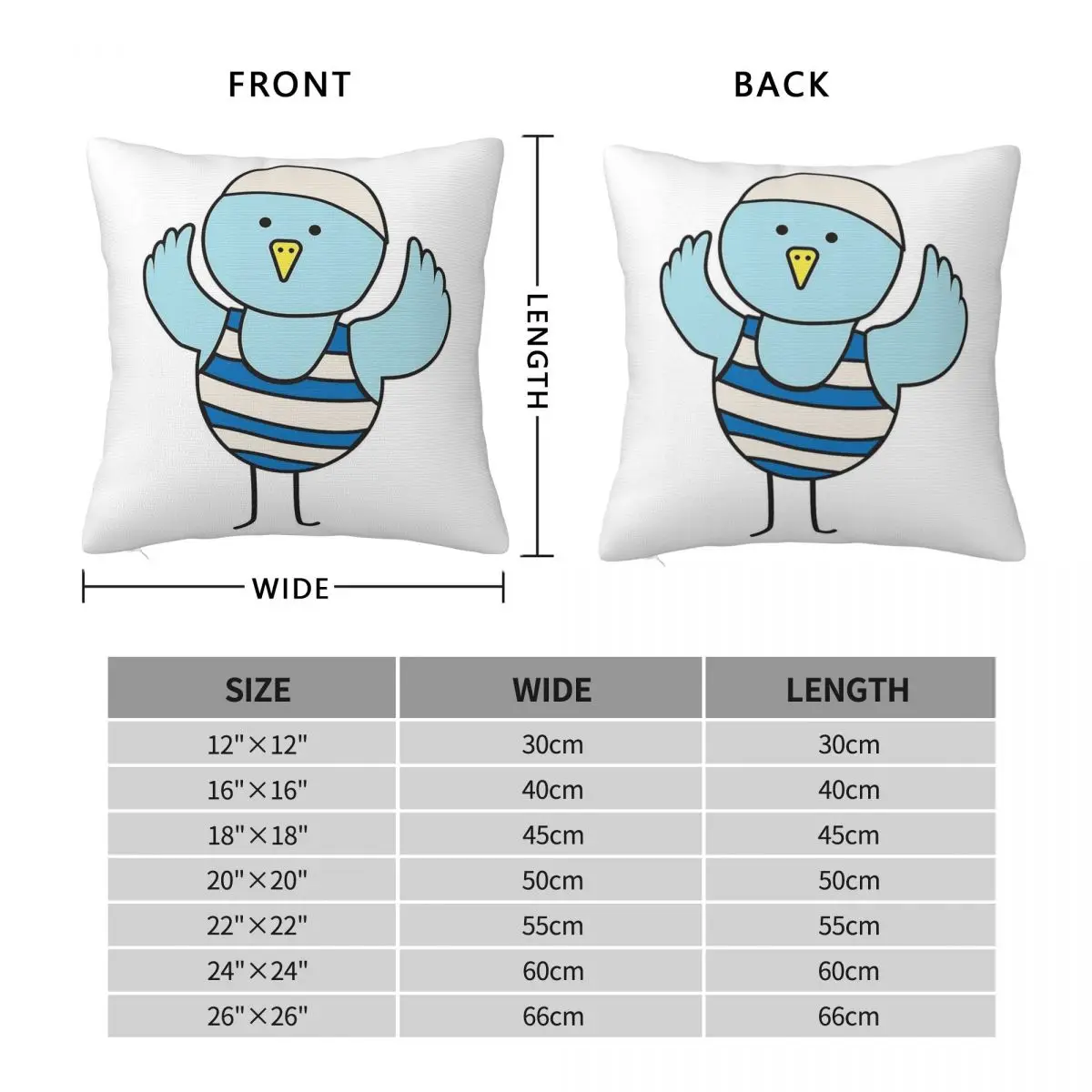 Blue Prince Swim Bird Square Pillowcase Polyester Linen Velvet Creative Zip Decorative Sofa Seater
