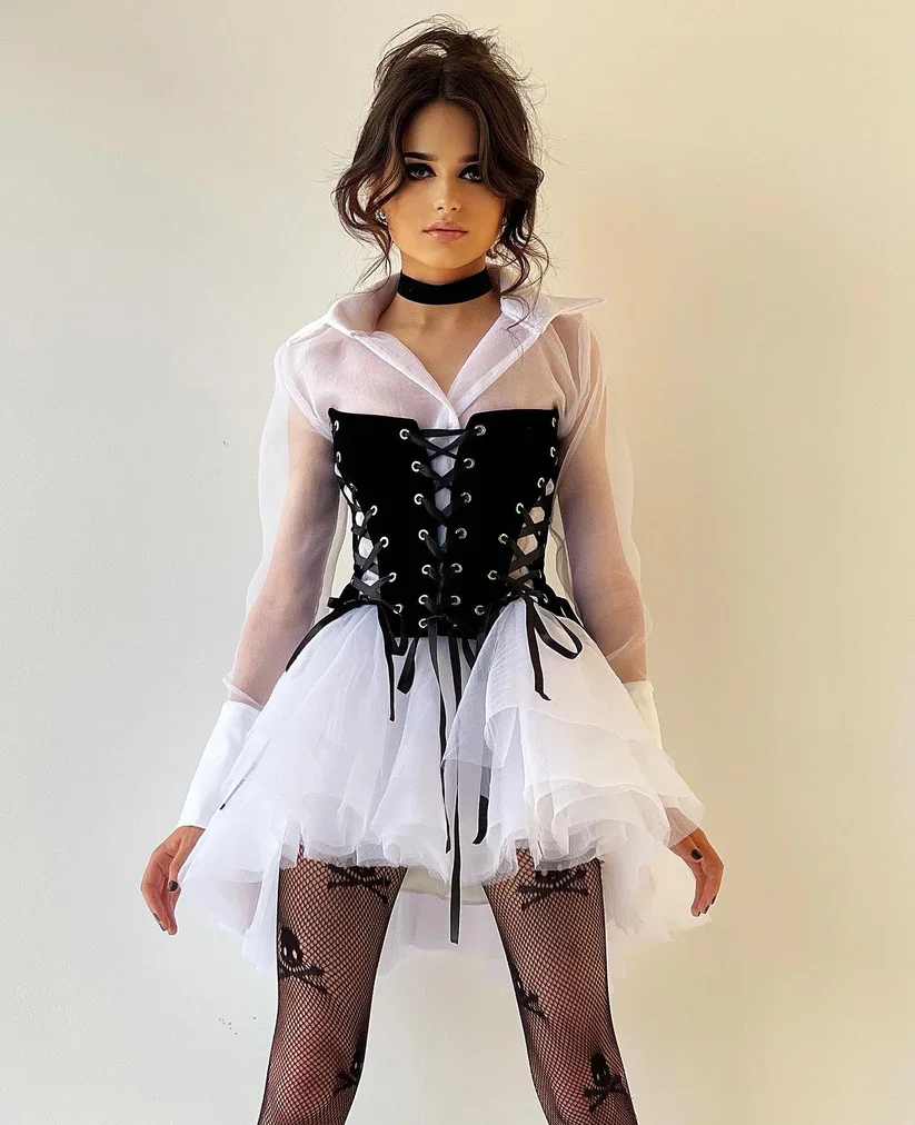 

Black White Cocktail Dresses A-line Long Sleeves Birthday Party Gowns Short Prom Dresses Homecoming Customized