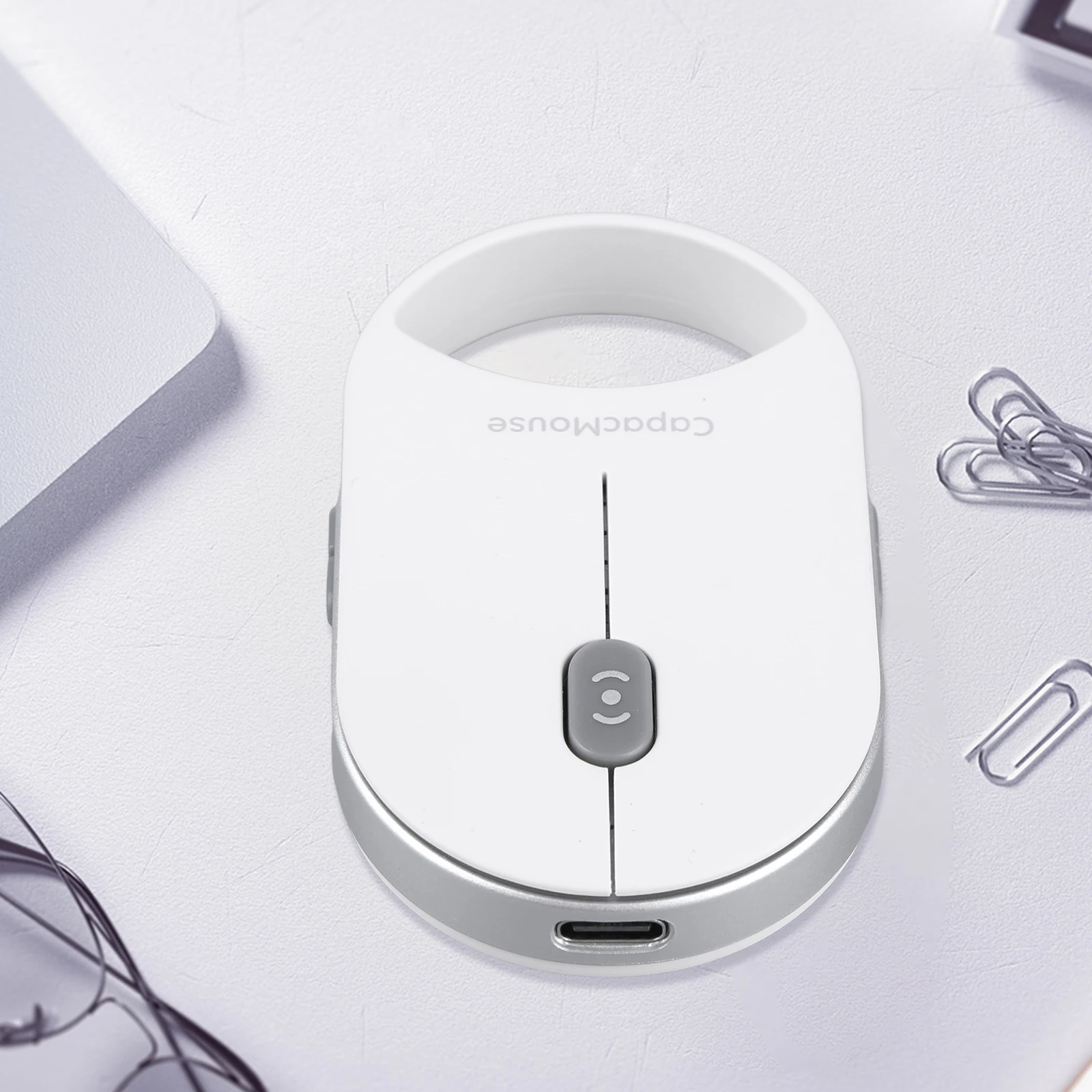 Ultra Thin Wireless Computer Mouse 3 Mode BT 5.2/2.4G/USB Mini Capacitive Mouse with USB Receiver for PC Laptop Notebook Desktop