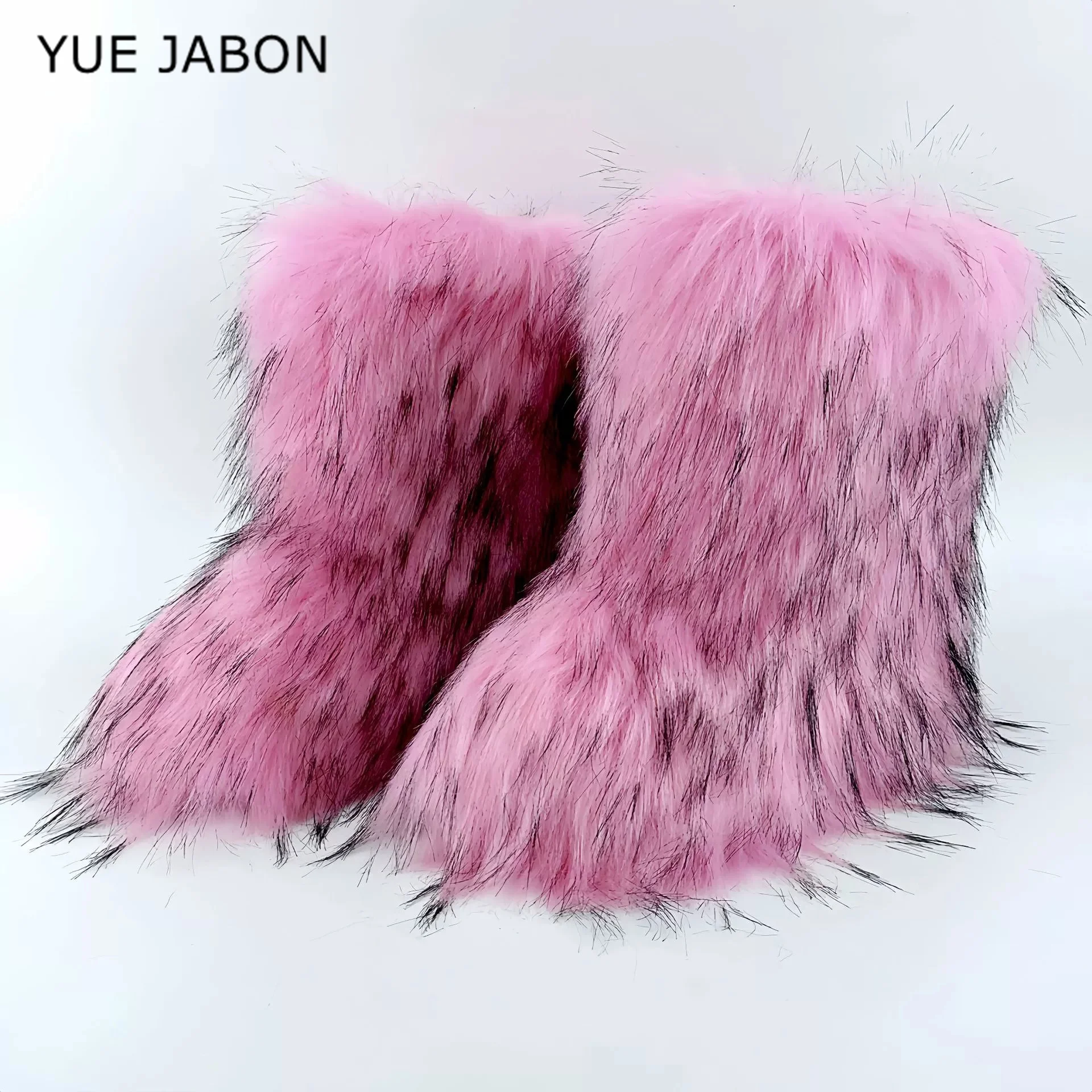 Brown Pink Women's Winter Fluffy Faux Fox Fur Boots Woman Plush Warm Snow Short Boots Luxury Footwear Girls' Furry Fur Booties - view 2