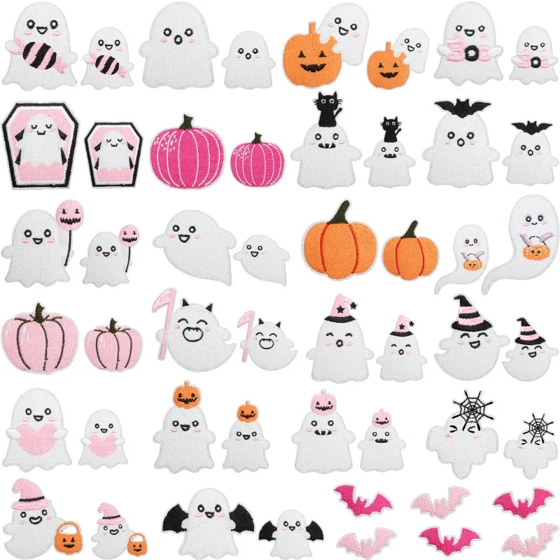 

Halloween Ghosts Pumpkins Bats Webs Iron-on Sew Embroidery Badge Patches DIY T-shirt Hat Backpack Clothing Appliques Sticker