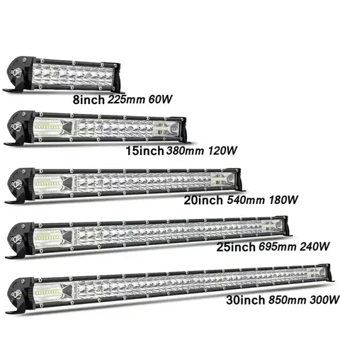 높은 전력 12D Led 라이트 바 60W 120W 180W 240W 300W Led 작업 조명 스팟 홍수 콤보 빔 트럭 트랙터 SUV ATV 오프로드