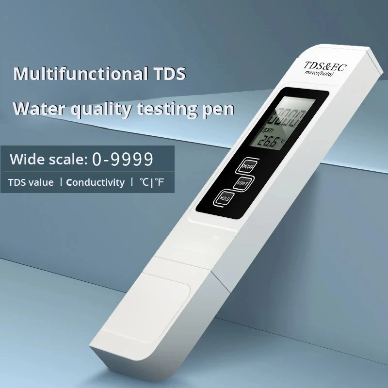 1pc White Handheld TDS Digital Water Tester High Precision Household Purified Tap Water Multifunctional Large Screen Display