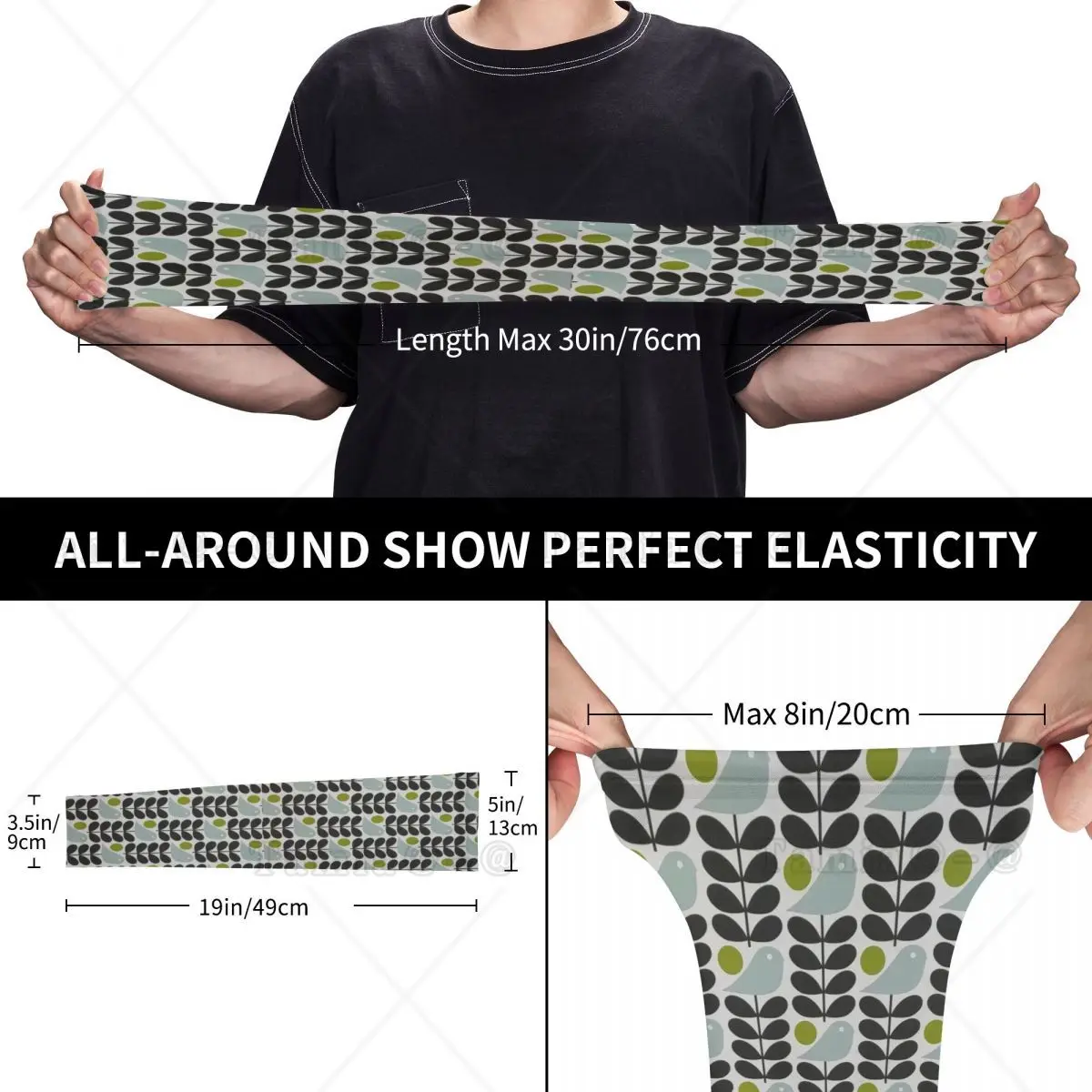 Custom Orla Kiely Scandinavian Multi-Stemmed Birds Flower Arm Sleeves UV Sun Protection Tattoo Cover Up Sports Compression