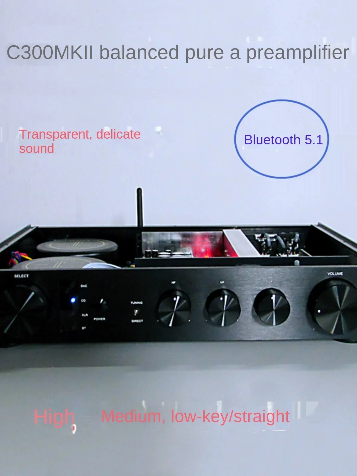 AMXEKR C300MKII Pure A Tone Tube Preamplifier with Hifi Pure Power Amplifier High, Mid and Bass Adjustment