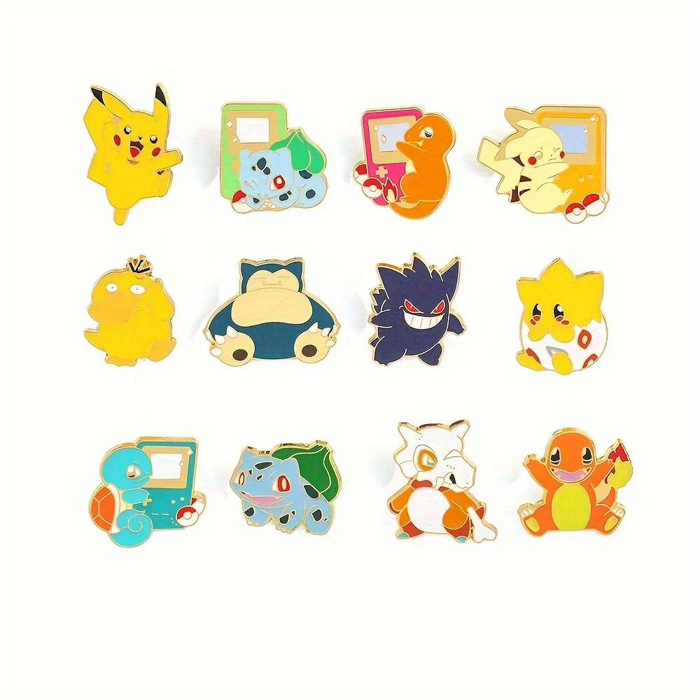 

4/12 Pcs Creative Brooch Cute Game Console Pikachu Togepi Enamel Pin Backpack Clothing Jewelry Metal Badge Accessories Gift