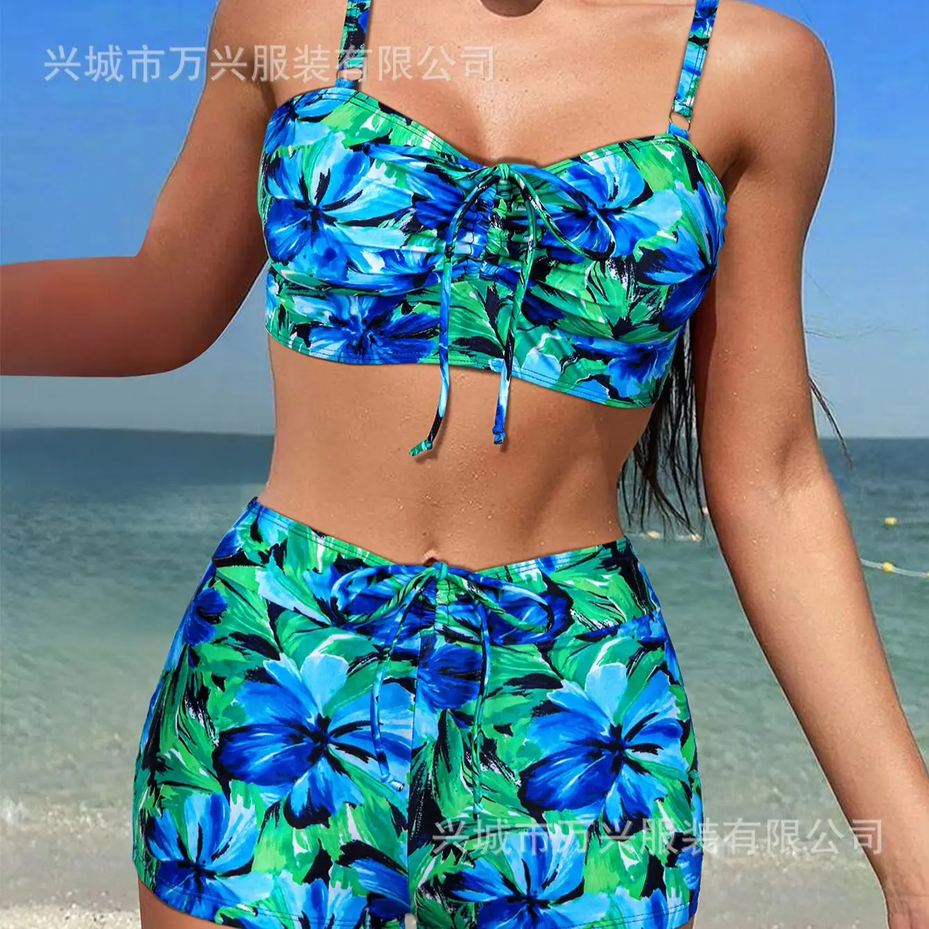 

2025 Women's Push-Up Bikini Set Sexy Two-Piece Swimsuit Lace Up Print Beachwear 2PCS High Waist Panties Swimsuit Holiday Suit