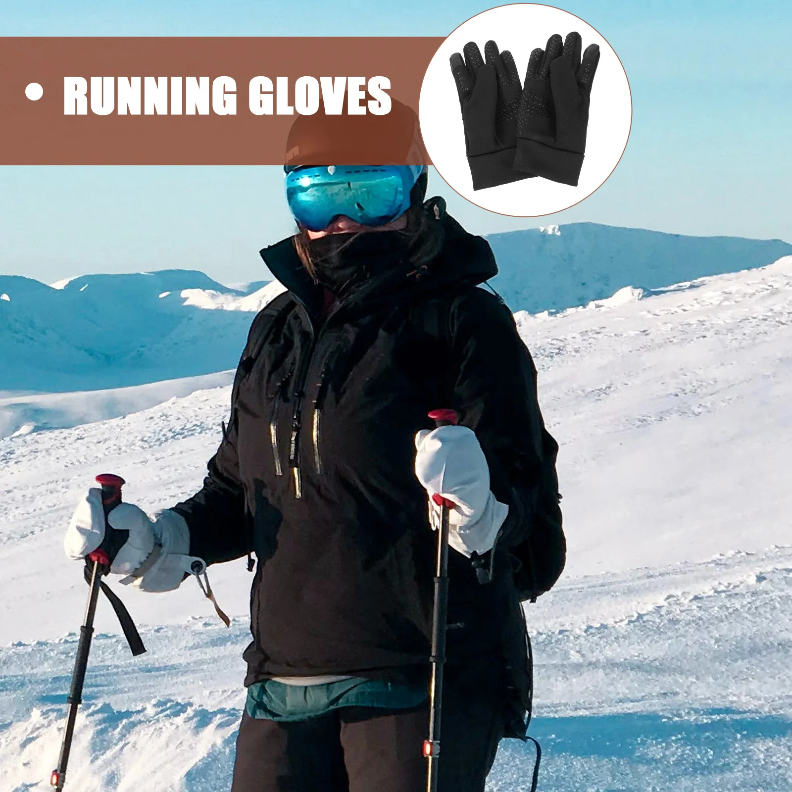 

1Pair Windproof Water Resistant Mens Gloves Touchscreen Running Cycling Skiing Outdoor Gloves Warm Cold Weather