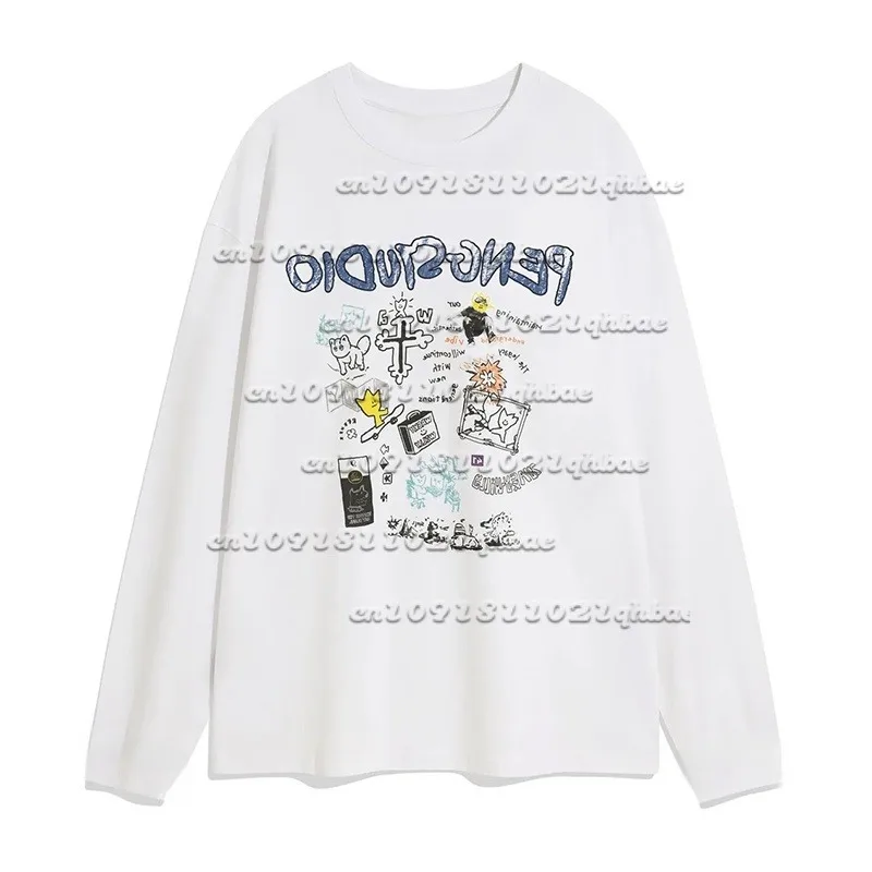 

Новая свободная футболка с длинными рукавами и 3D принтом из мультфильма, модный и универсальный повседневный быстросохнущий топ в парном стиле