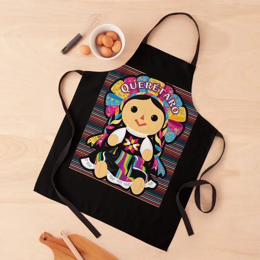 

Queretaro, Monita Muneca Maria de Trapo Mexicana Apron kitchen item with pockets Apron