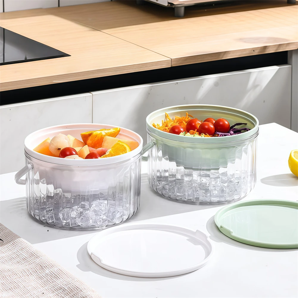 

Chilled Dip Bowl Chilled Salad Serving Tray Fruit Containers With Ice Bowl Base 18x18x7cm Tableware Bowls Kitchen Supplies