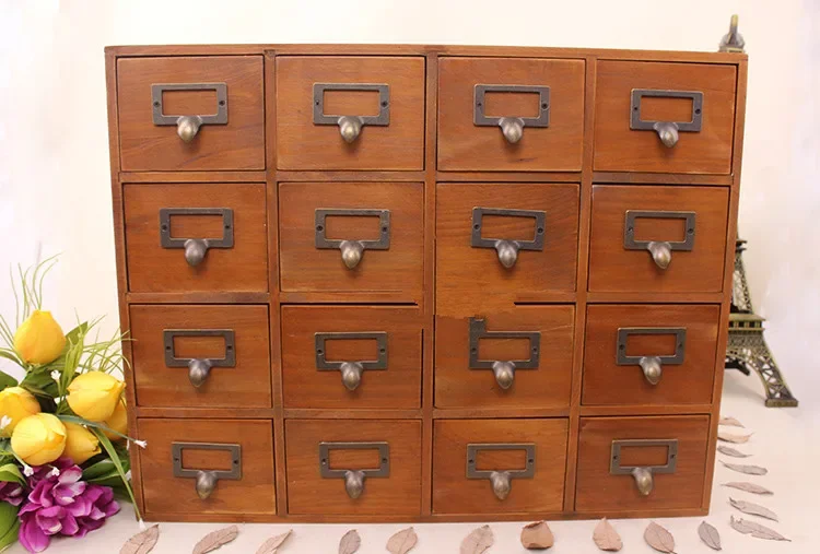 

1PC Household Storage Organization Decoration Wood Vintage Wooden Bed Wall Storage Case Drawer Makeup Box Storage Box JL 0900