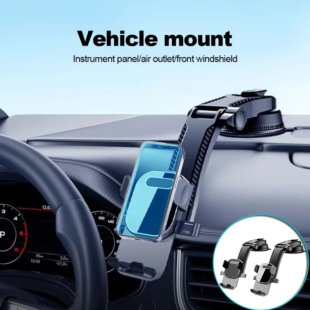 Car Dashboard Phone Bracket Universal Auto Cellphone Stand GPS Navigation 360 Degree Rotation Adjustable Holder with Suction Cup