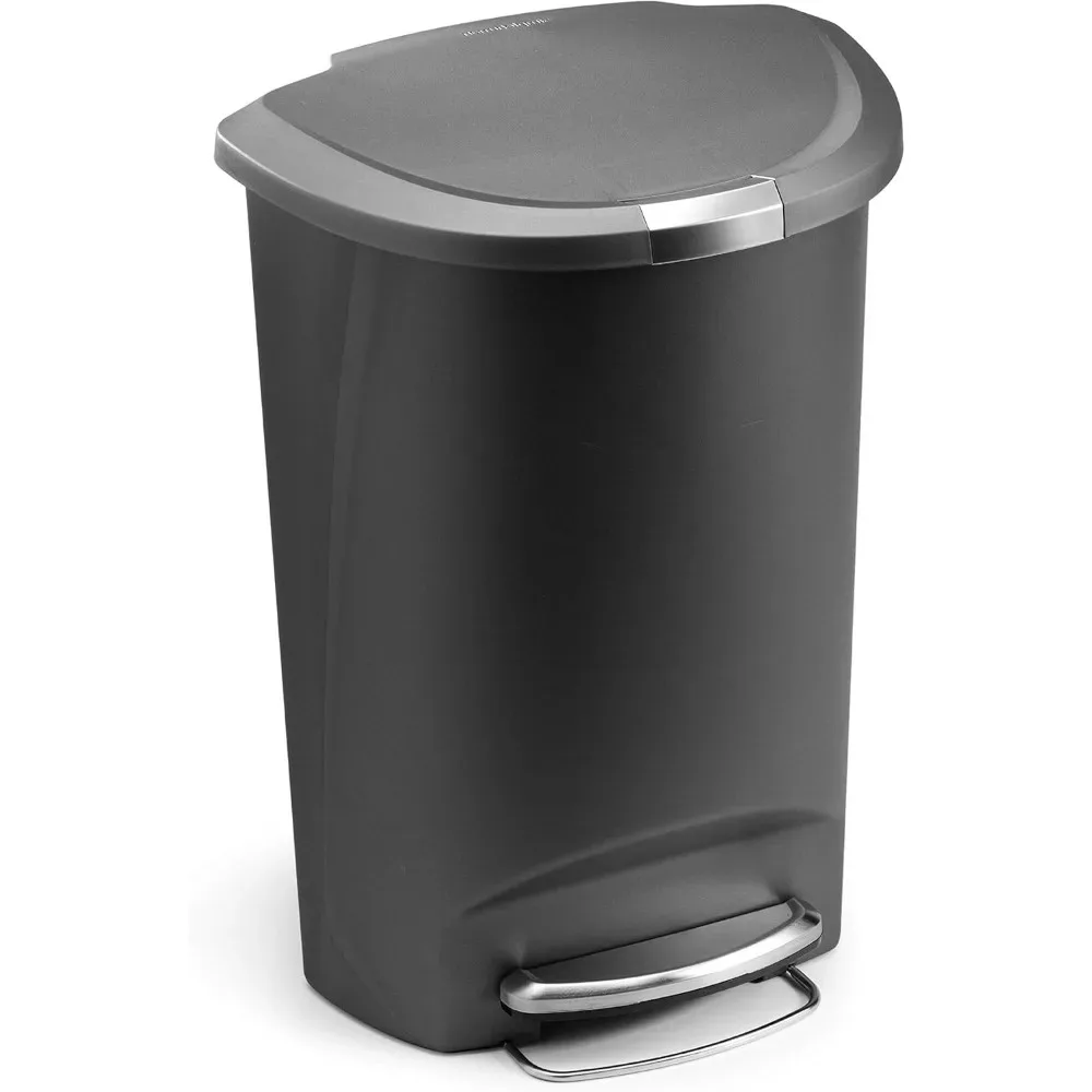 

50 Liter / 13 Gallon Semi-Round Kitchen Step Trash Can with Secure Slide Lock