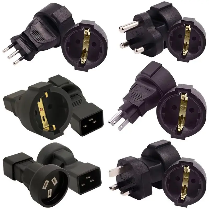 1pcs European Female to C14 C20 AU UK US Male Plug Adapter America Brazil Italy Switzerland to EU Outlet Convert AC Power Socket