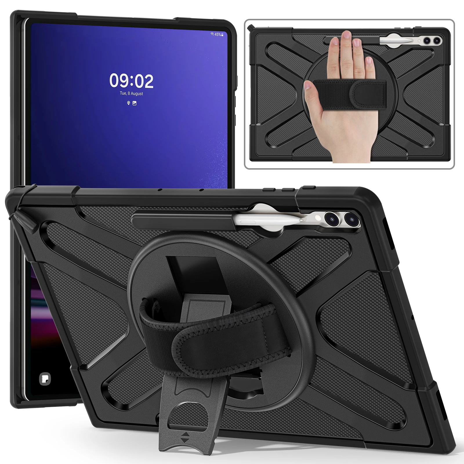 Kickstand Tablet Case for Samsung Galaxy Tab S10 Ultra X920 / S8 Ultra X900 X906 / Tab S9 Ultra X910 , Rugged Shockproof PC + TP