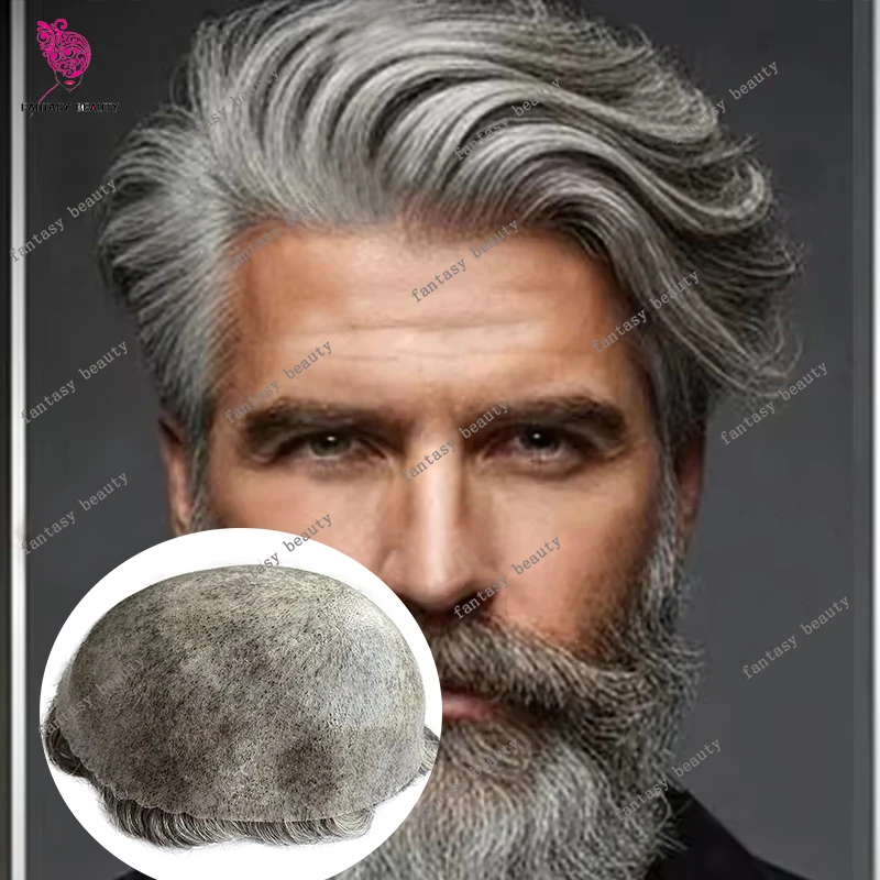 6Inch Long Super Durable 30mm Wavy Man Human Hair Mico Thin Skin PU Base Prosthesi Cheap System Capillary Dark Brown Mens Toupee