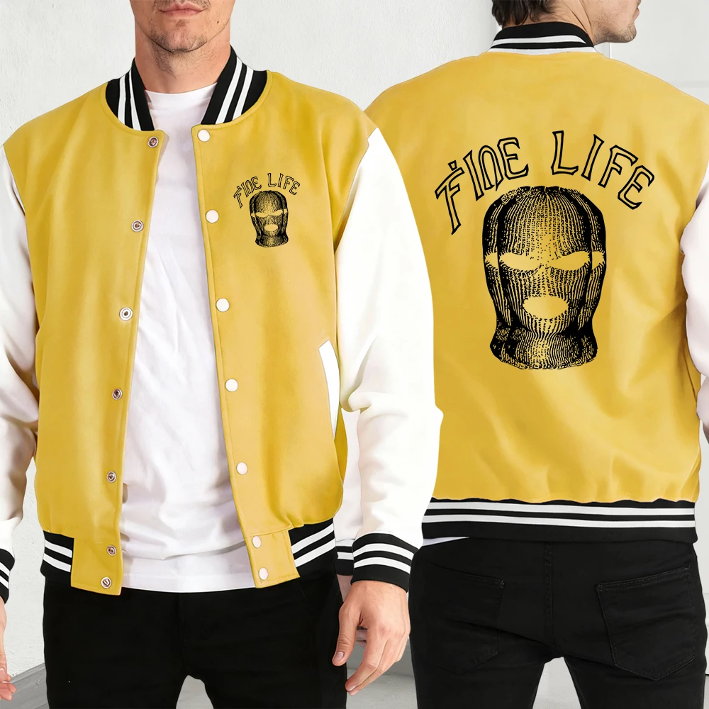 

Мужская уличная куртка с принтом It Was A Fine Life, спортивная мягкая одежда, винтажная бейсбольная майка большого размера, базовая уличная одежда на пуговицах