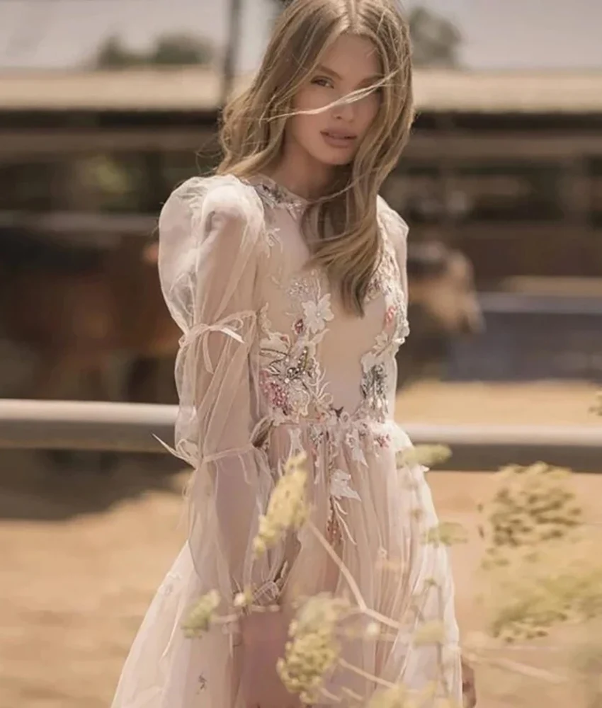 تخصيص رشيقة الأورجانزا ألف خط ثلاثية الأبعاد القوس يزين اللؤلؤ مساء فستان موضة طويلة الأكمام س الرقبة الطابق طول فساتين لحضور الحفلات الموسيقية