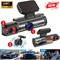 1080P Car DVR Dash Cam for Cars 3lens camera for Vehicle Recorder Video Rear View Camera Black Box car accsesories