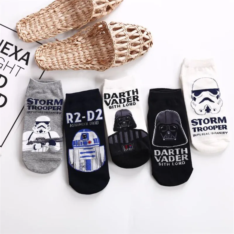 Kawaii Star Wars Anime Peripherals Yoda R2-D2 Luke Skywalker Cartoon Cotton Boat Socks Warm Outing Socks