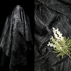 Black Composite Handmade Textured Fabric for Spring and Autumn Tops Jackets Skirts Clothing Fashion Designer Fabrics