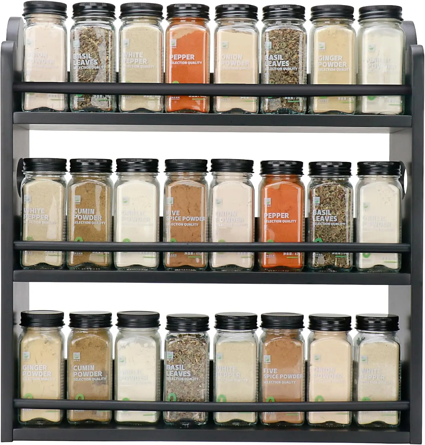 

3 Tier Bamboo Spice Rack, Spice Rack Organizer, Seasoning Jars Rack Shelf Spice Organizer for Kitchen Counter or Wall Mo