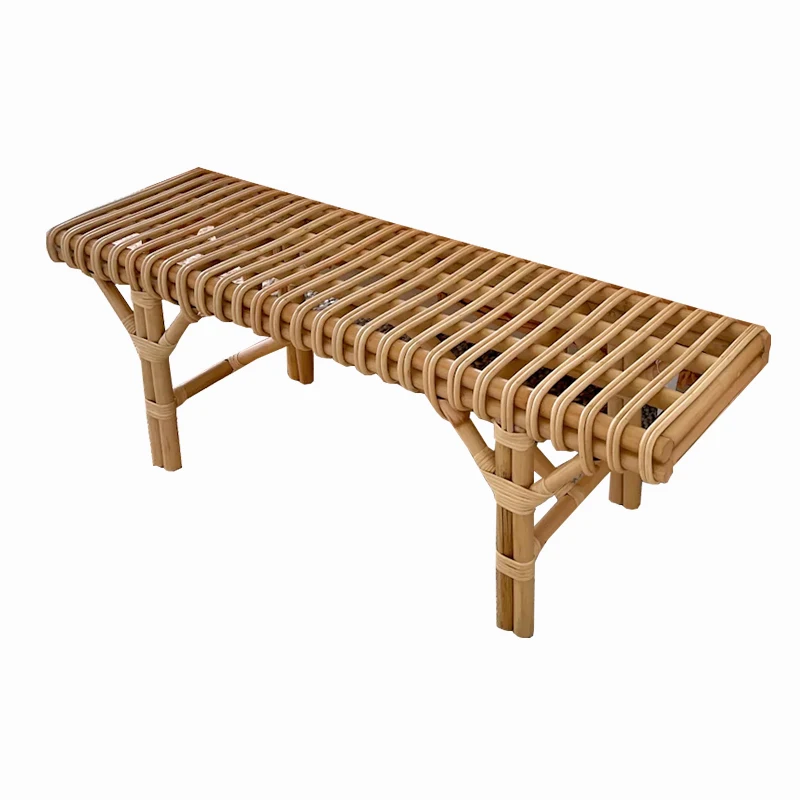 Apartment furniture Creative retro home bedside long low stool rattan bed and breakfast dining chair