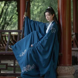 Hanfu Men Ancient Costume Hanfu Folk Dress Emboridery Long Robe Traditional Chinese Style Japanese Samurai Party Cosplay Outfits