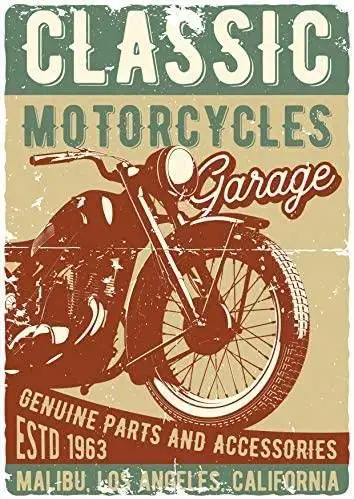 Metal Sign-Top Shelf Novelties Classic Motorcycles Garage Los Angeles Rustic Retro Laminated Sign SP4300