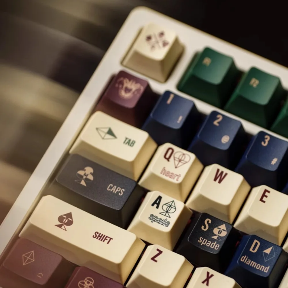 POKER Theme Keycap Set 146key PBT Custom Simple Retro Keyboard Cap Cherry Profile KeyCap for Mechanical Keyboard 61/68/75/87/104