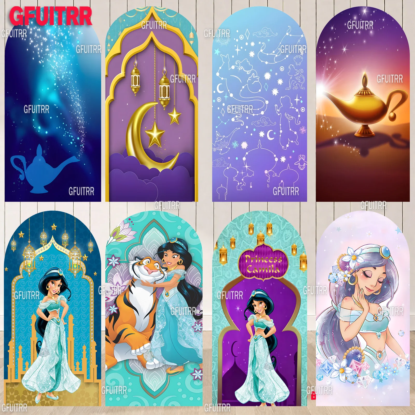 

Aladdin's Magic Lamp Arch Backdrop Princess Jasmine House Arch Cover Kids Birthday Party Decoration Baby Shower Spandex