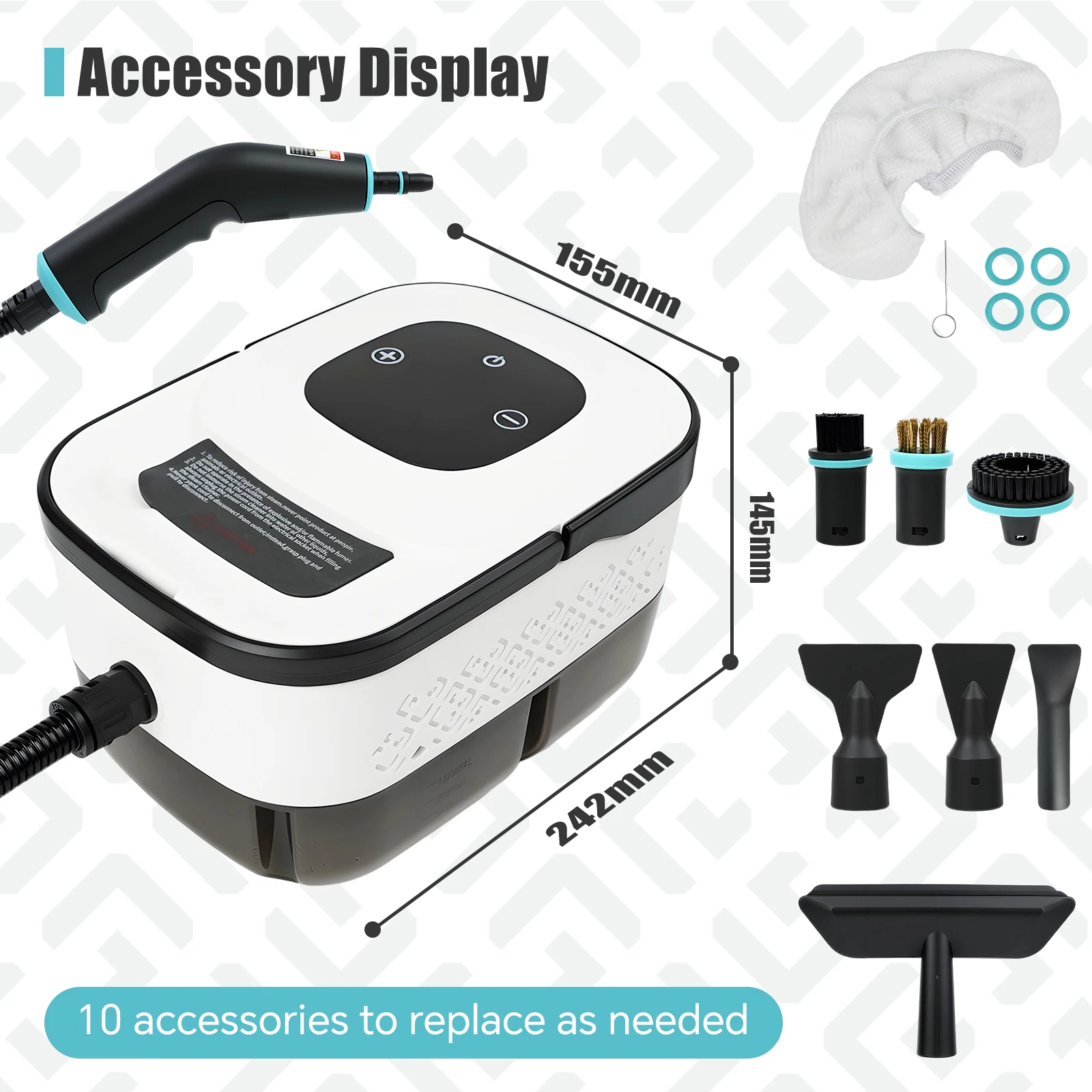 مُنظف بالبخار المضغوط المحمول بسعر خاص، جهاز بخار متعدد الأسطح مع 9 ملحقات، تسخين سريع قوي وخالي من المواد الكيميائية