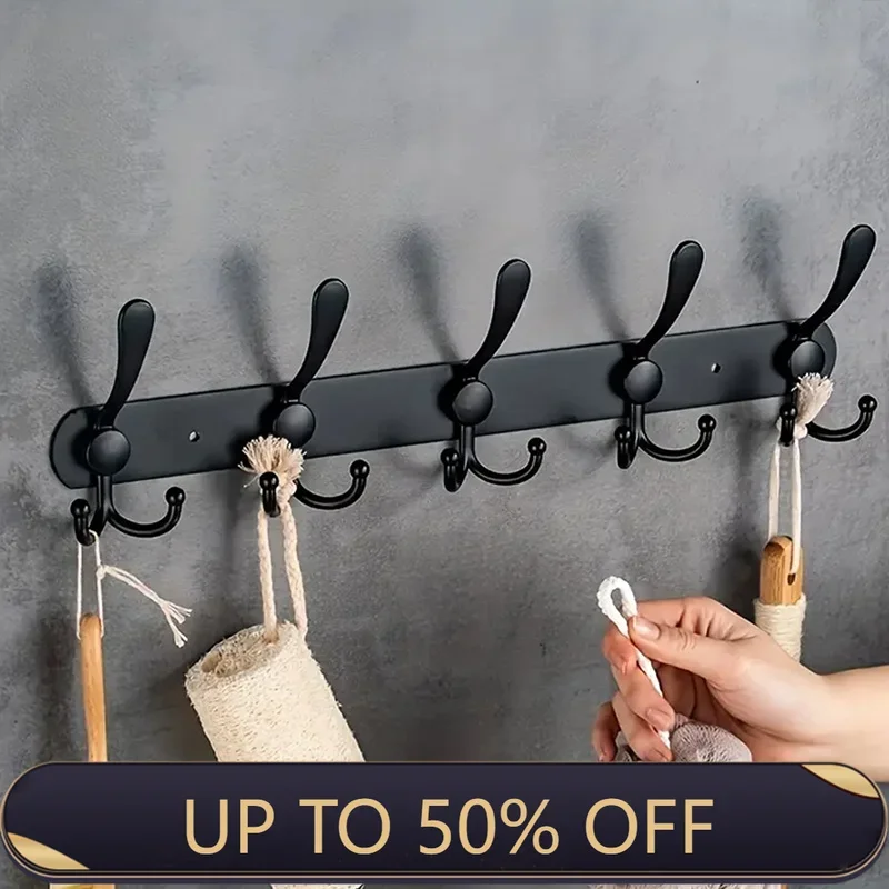 Metal Wall Mounted Coat Rack Entrance Hall Clothes Storage Hanging Hook Dressing Room Clothing Cap Bag Organizer Hanger