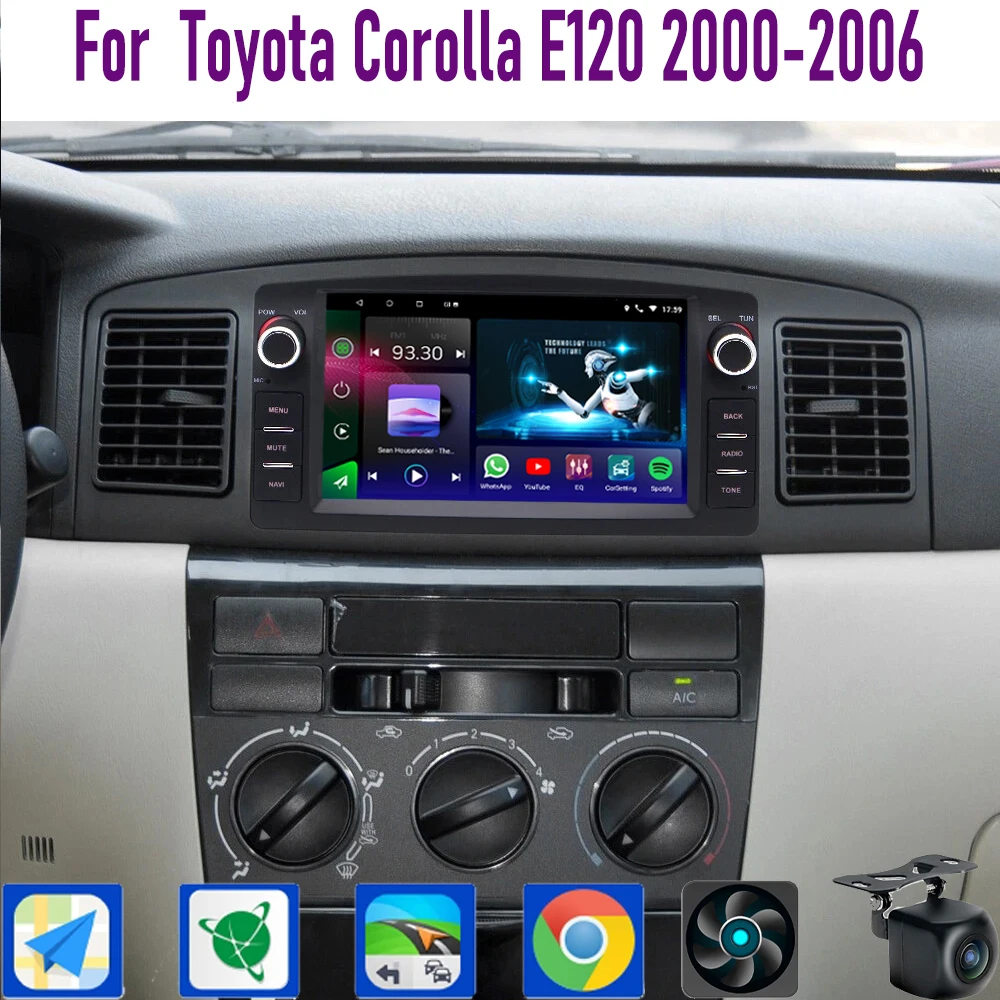 

GPS 7"For Toyota Corolla E120 2000-2006 Wireless CarPlay Android 15 Car Radio Intelligent System Multimedia Player 4+64GB WIFI