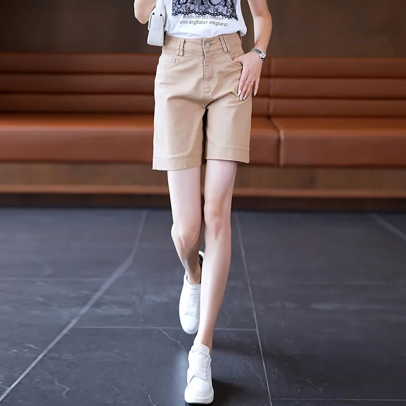 شورت دينم وردي للنساء صيفي رقيق مستقيم كاجوال متعدد الاستخدامات فضفاض واسع الساق بخمس نقاط #3