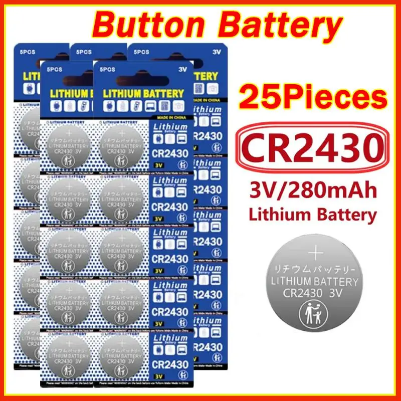 NEW CR2430 3V Lithium Battery CR 2430 DL2430 BR2430 280mAh Button Coin Batteries for Key Fob Watch Alarm Clock Remote Control