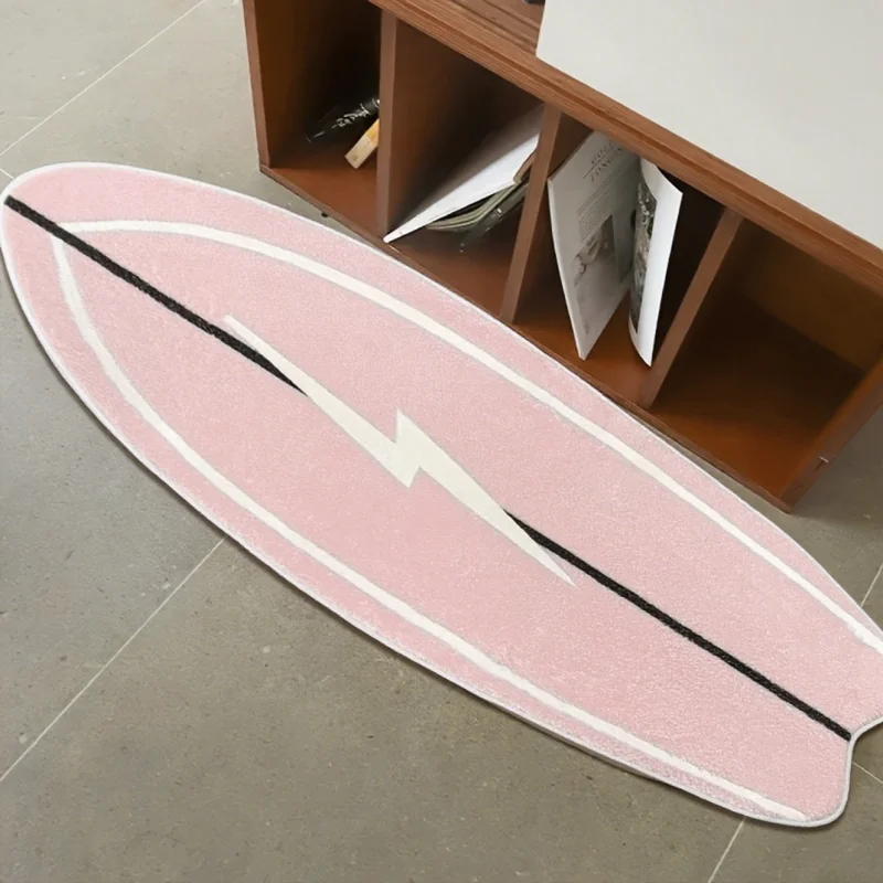 VIKAMA Irregular Surfboard Shape Area Rug Soft Non‑Slip Floor Mat Lightning Pattern For Bedroom Living Room Home Beach Decor