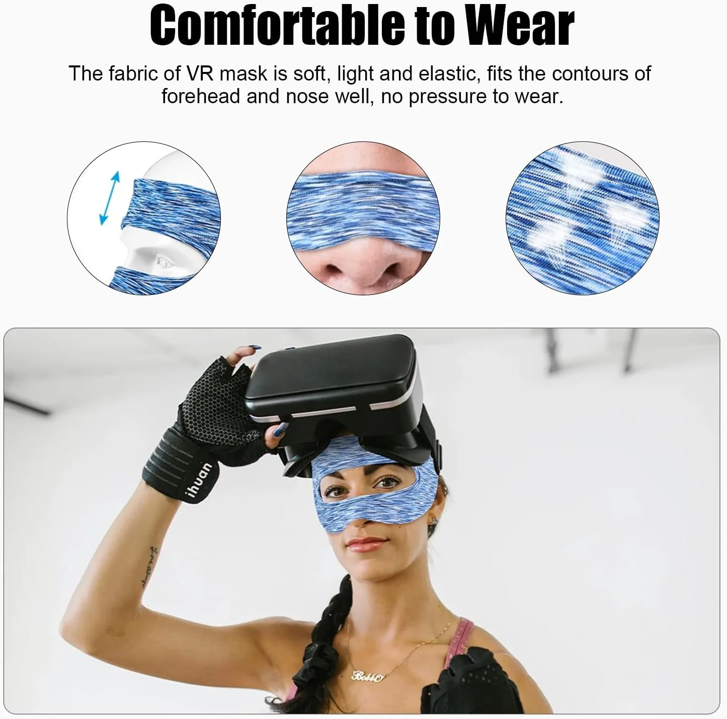 VR Eye Mask, Adjustable Breathable VR Sweat Band for Meta/Oculus Quest 2/3/3S/Pro, HTC Vive, PS, Gear, VR Workouts - view 4