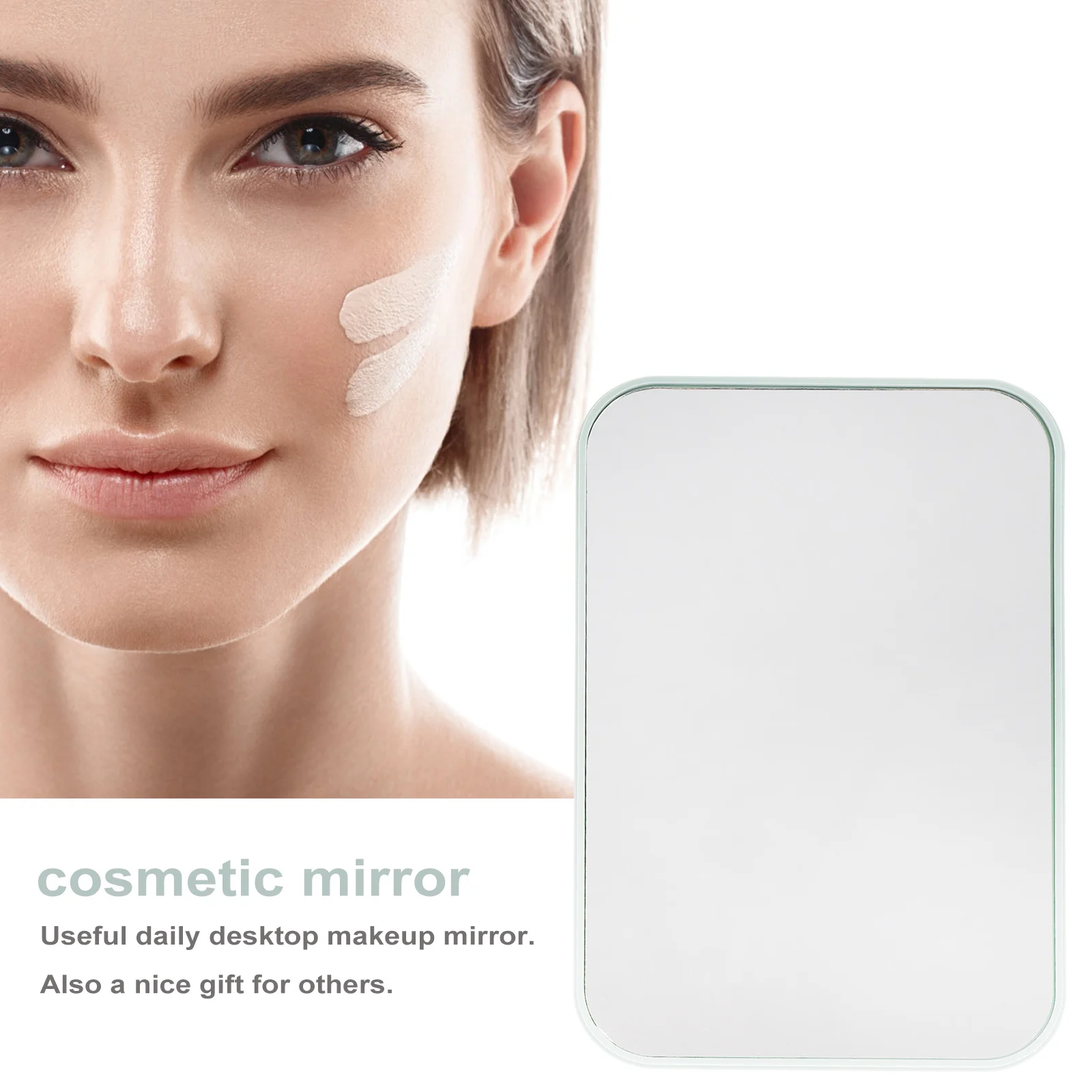 Compact Foldable Makeup Mirror Light Purple Portable Desktop Mirror Surface for Home Office Travel