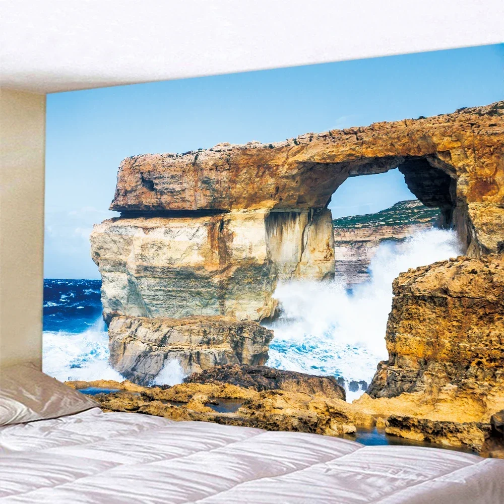 Seaside cave psychedelic scene home decor art tapestry hippie boho tarot pretty room wall decor wall hanging image 4