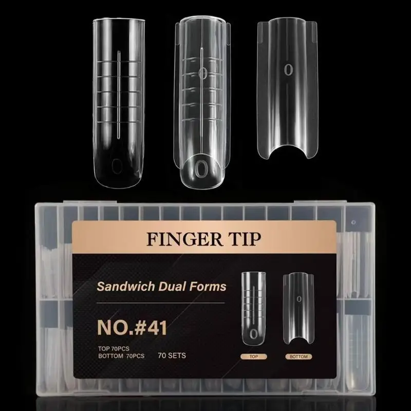 **140/280pcs Sandwich Dual Nail Forms Extensions-Dual Forms Top Bottom Mold Long Square Almond Nail Art Forms Manicure Tool