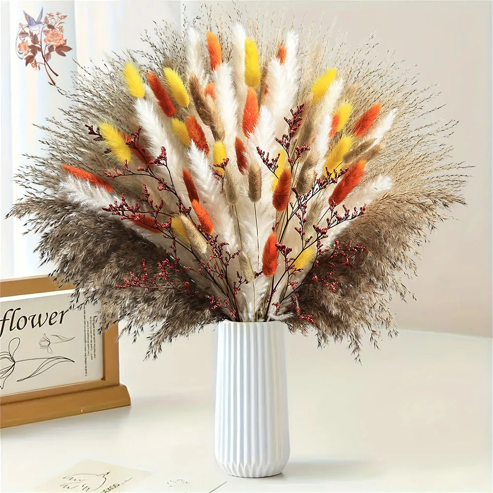 

85 Pieces Natural Fluffy Autumn Pampas Grass Bundle Boho Home Table Vases Decoration Dried Flower Bouquet Wedding Arrangements